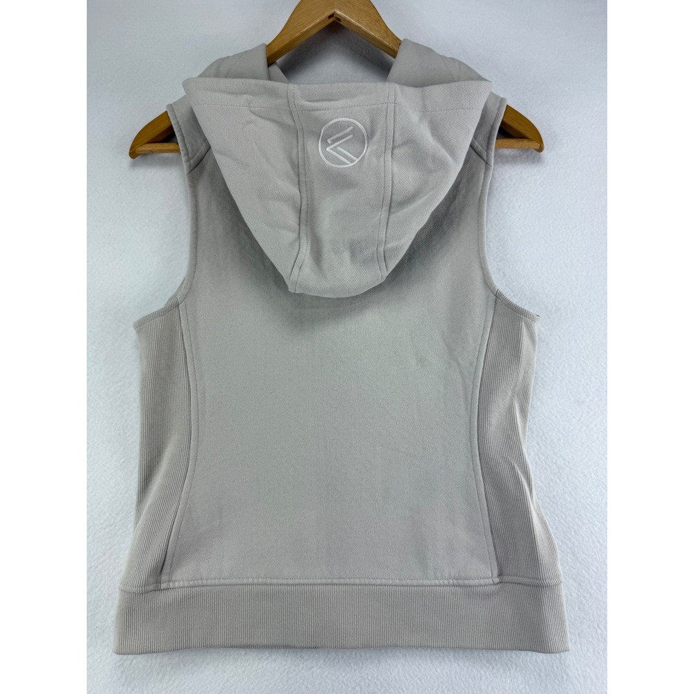 Savvi Hoodie Vest Womens Medium Cream Full Zip Sleeveless Sweatshirt Activewear